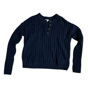 American Eagle Chunky Knit Cropped Cardigan Sweater Navy Blue XXS